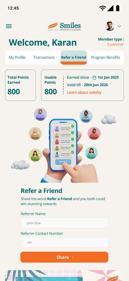 Refer a friend screen