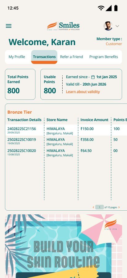 Transactions screen